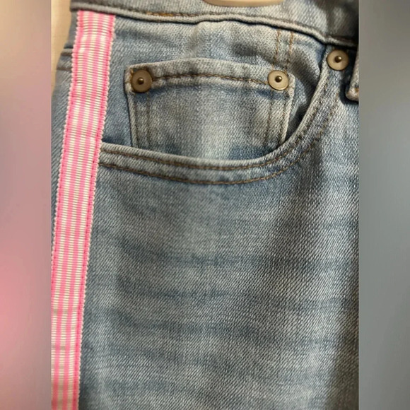 Women’s TALBOTS  Modern Ankle Jean‎ Pink White Stripe. Size 2P. - Picture 2 of 9